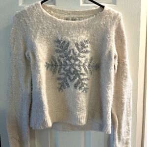LC Lauren Conrad for Kohl's Winter Cropped Sweater Snowflake XS